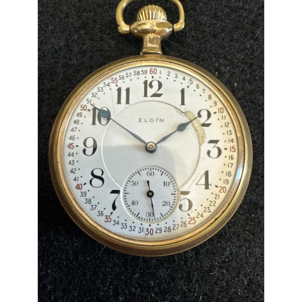 Railroad Grade Elgin Father Time Pocket Watch Running Well 21 Jewels Gold Filled
